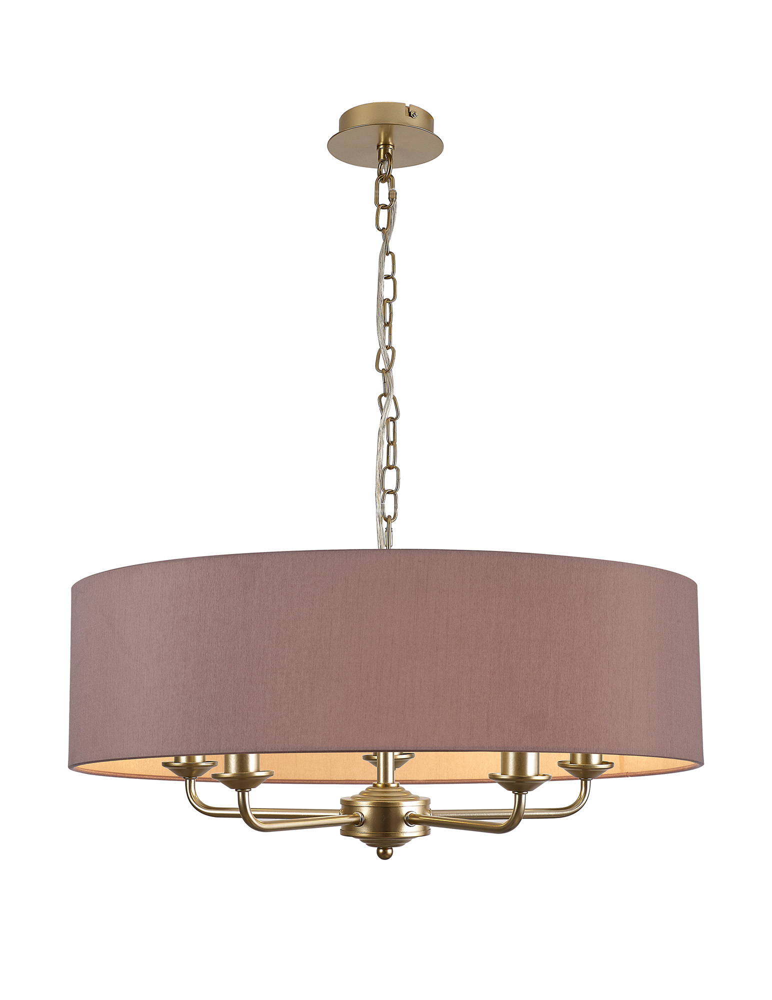 DK0957  Banyan 60cm 5 Light Pendant Champagne Gold, Taupe/Halo Gold